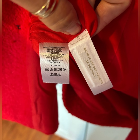 NWOT Ann Taylor red pea coat size L - Picture 6 of 8